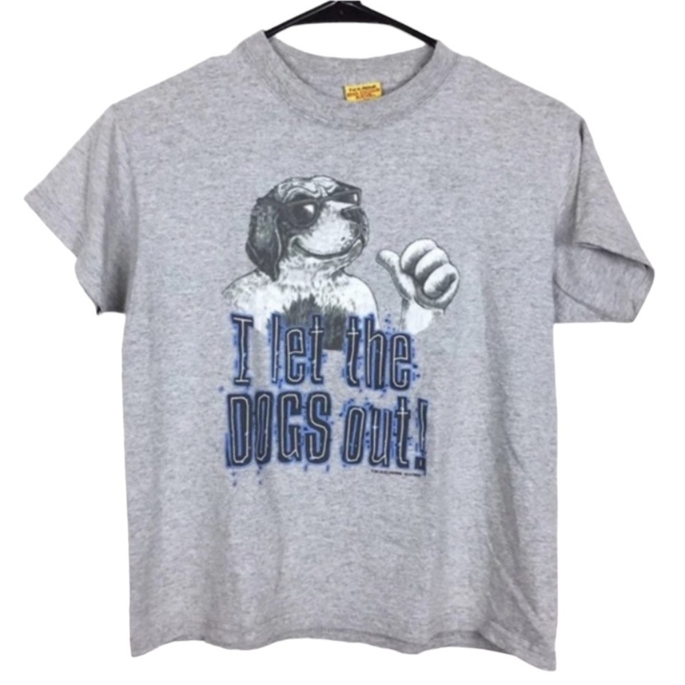 Y2K who let the dogs out kids graphic tee shirt